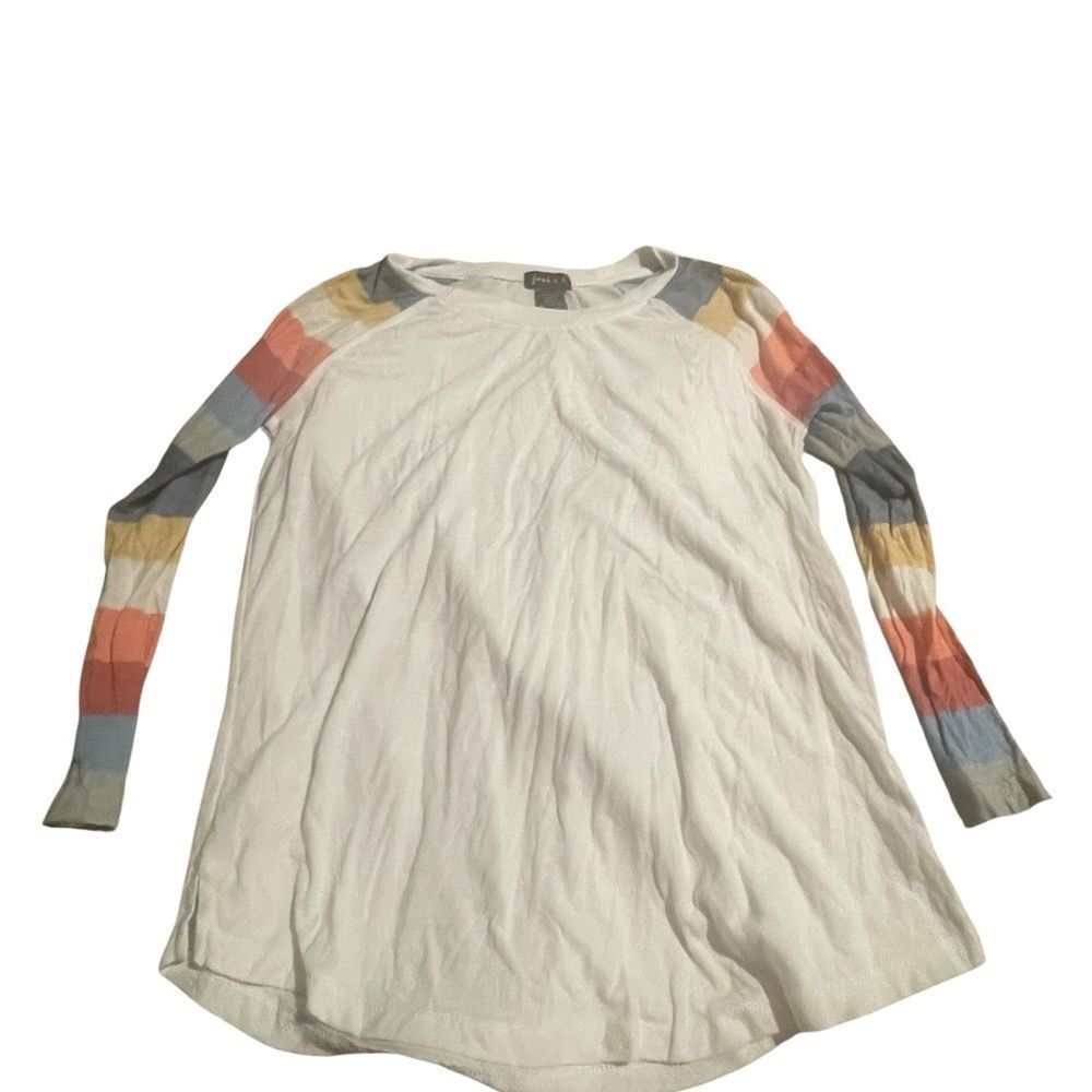 Joei & I Colorful Striped Sleeve Long Sleeve Top like new size small